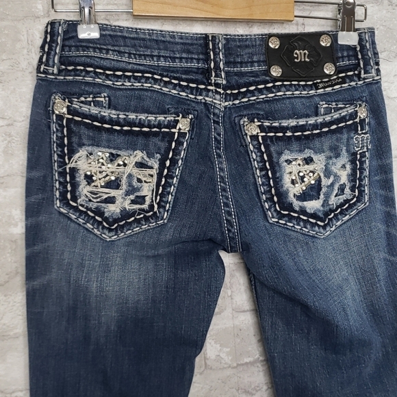 Miss Me Buckle Distressed Bootcut Jeans - Picture 1 of 8